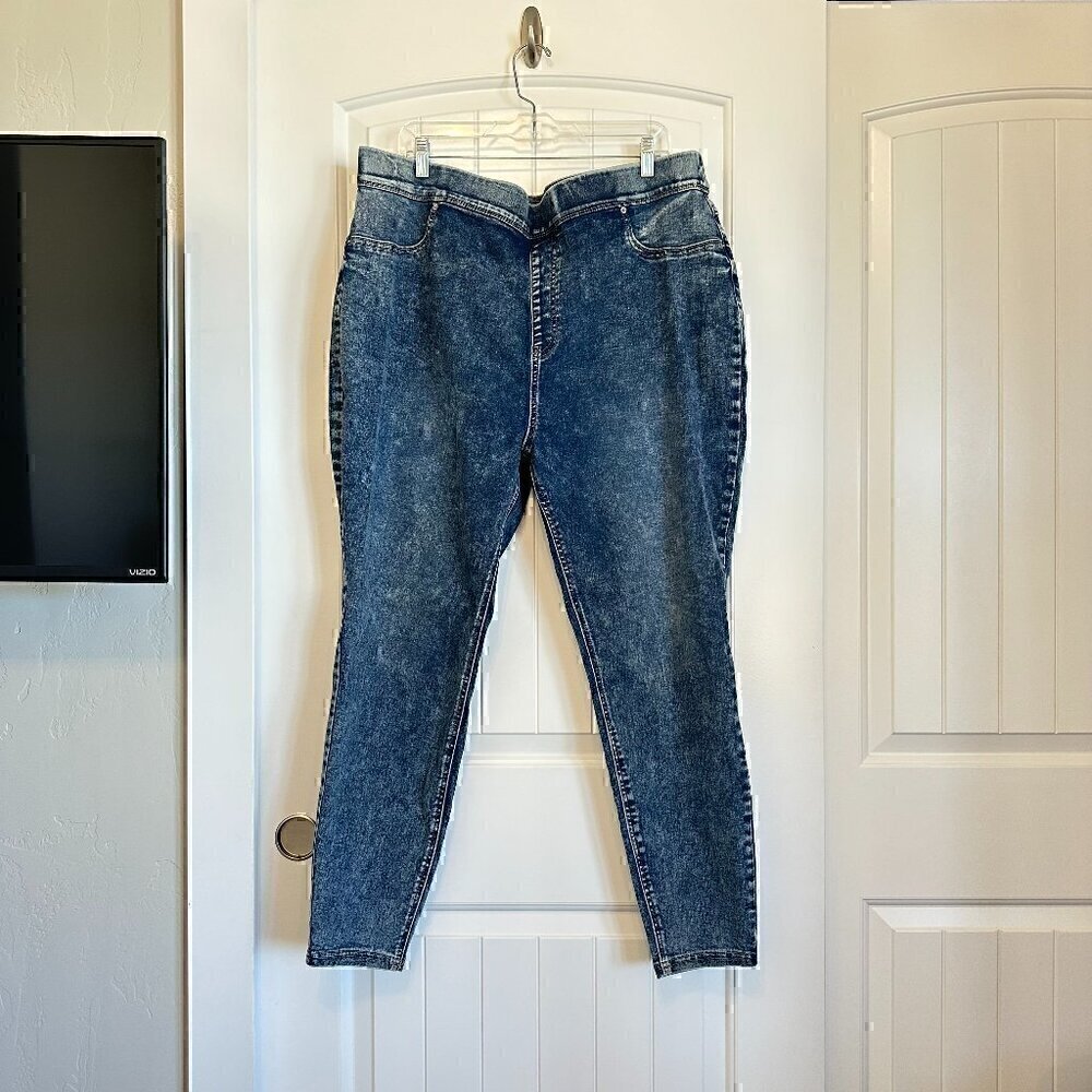 PLUS jeggings faded acid wash stretch elastic comfy cute casual women 2X / 20